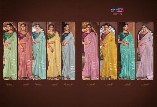 Indrani Vipul Organza Sarees Wholesaler India