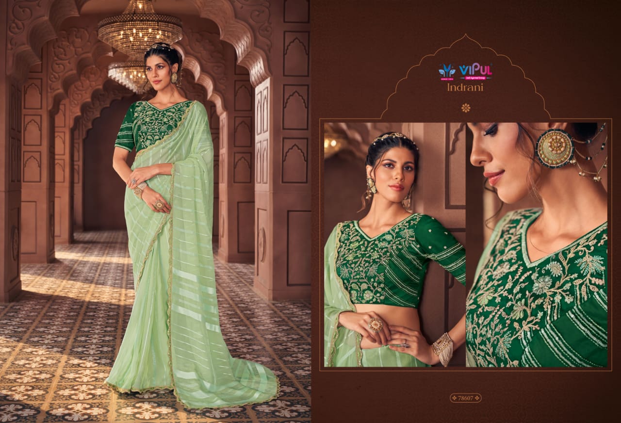 Indrani Vipul Organza Sarees Wholesaler India