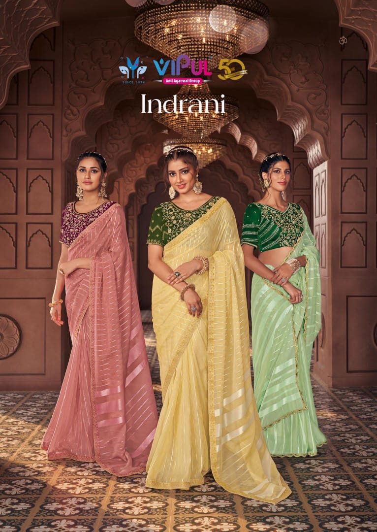 Indrani Vipul Organza Sarees Wholesaler India