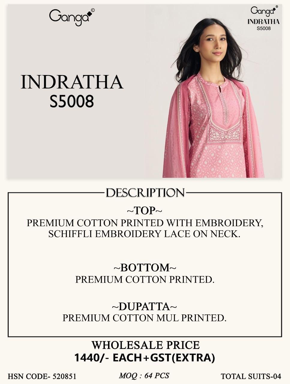 Indratha S5008 Ganga Cotton Pant Style Suits Manufacturer