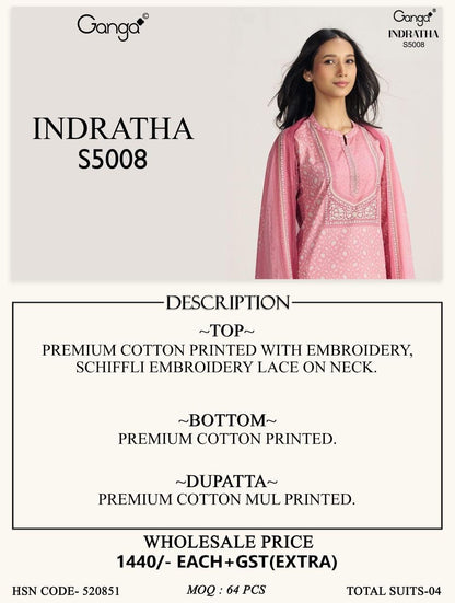 Indratha S5008 Ganga Cotton Pant Style Suits Manufacturer