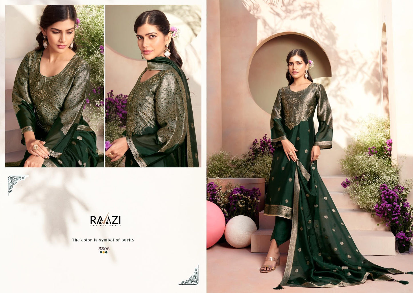 Indriya Raazi Silk Jacquard Pant Style Suits Supplier Gujarat