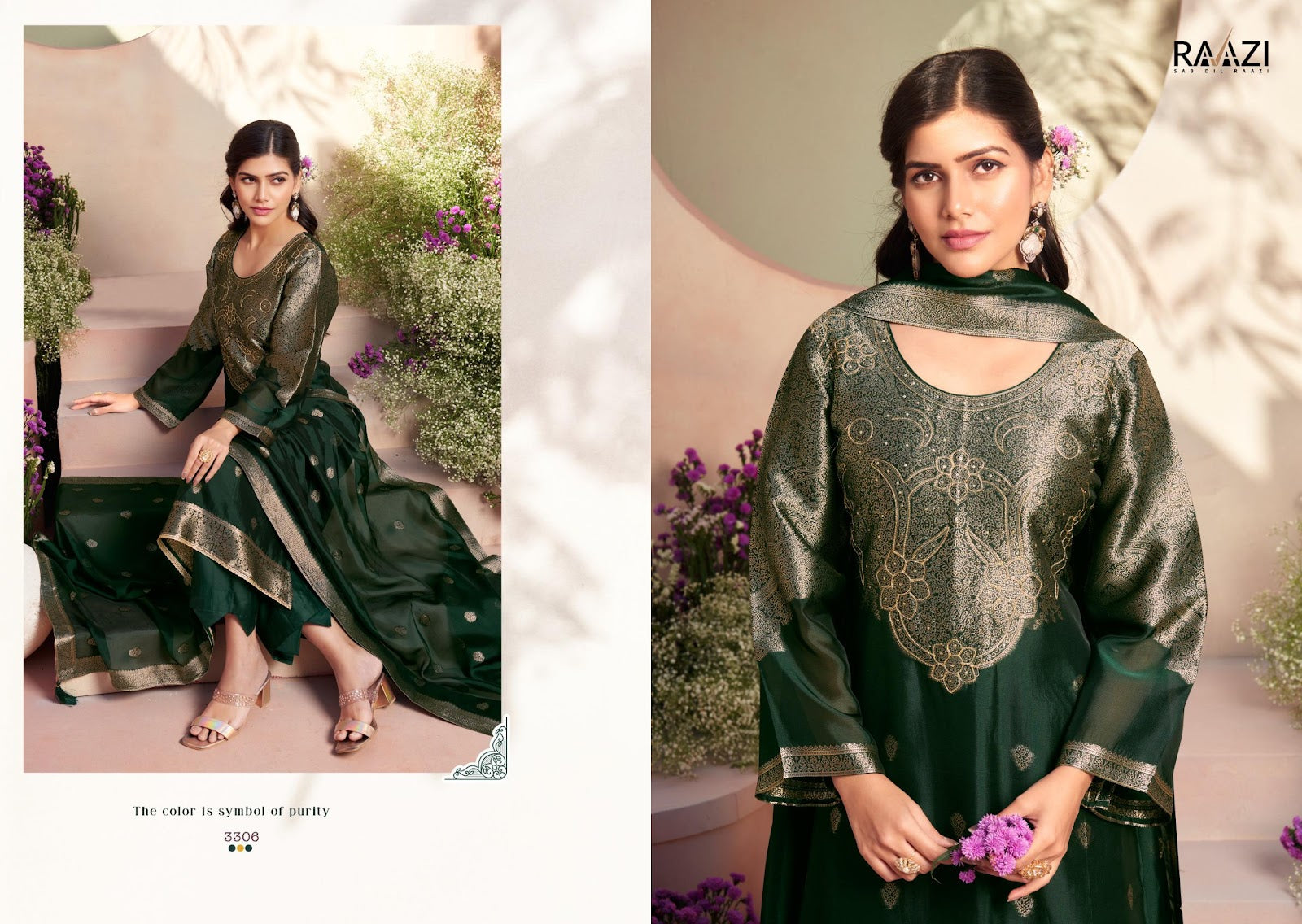 Indriya Raazi Silk Jacquard Pant Style Suits Supplier Gujarat