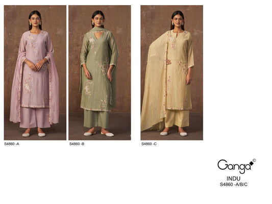 Indu S4860 Ganga Banarasi Plazzo Style Suits Supplier