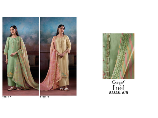 Inel 3838 Ganga Silk Jacquard Plazzo Style Suits Exporter