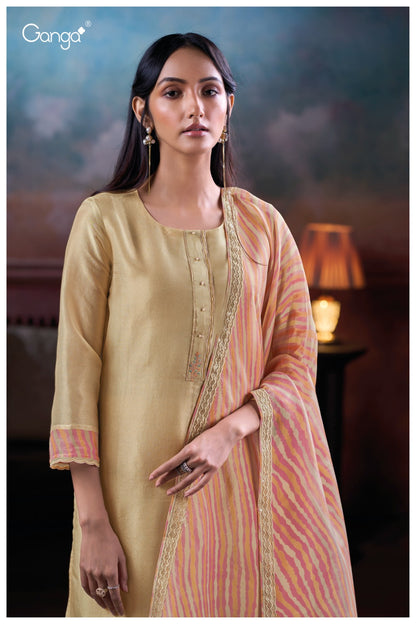Inel 3838 Ganga Silk Jacquard Plazzo Style Suits Exporter