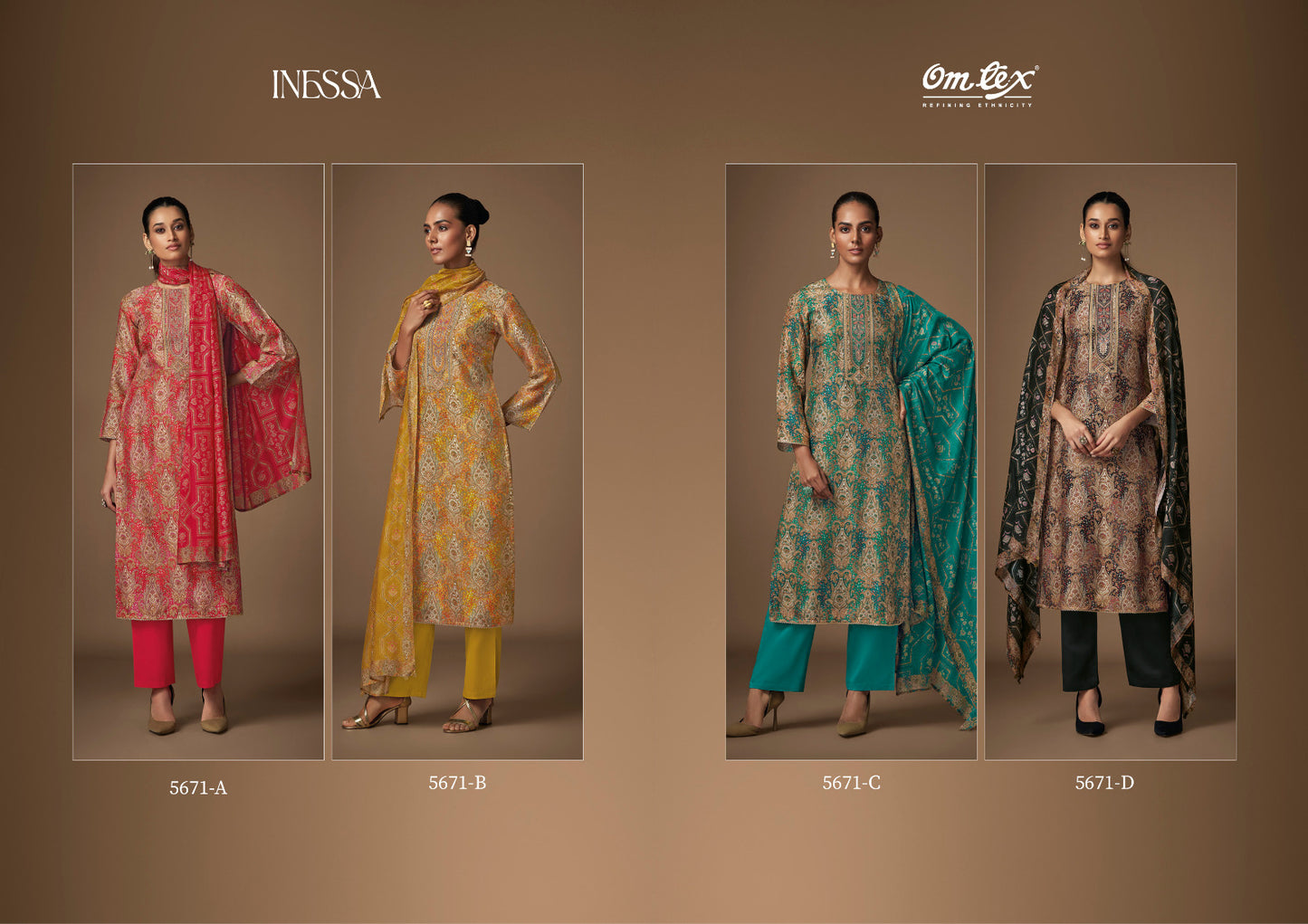 Inessa Omtex Russian Silk Pant Style Suits Wholesaler