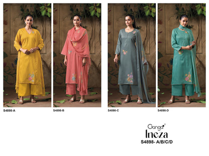 Ineza S4898 Ganga Cotton Satin Plazzo Style Suits Exporter Gujarat