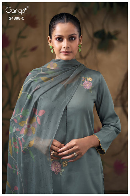 Ineza S4898 Ganga Cotton Satin Plazzo Style Suits Exporter Gujarat