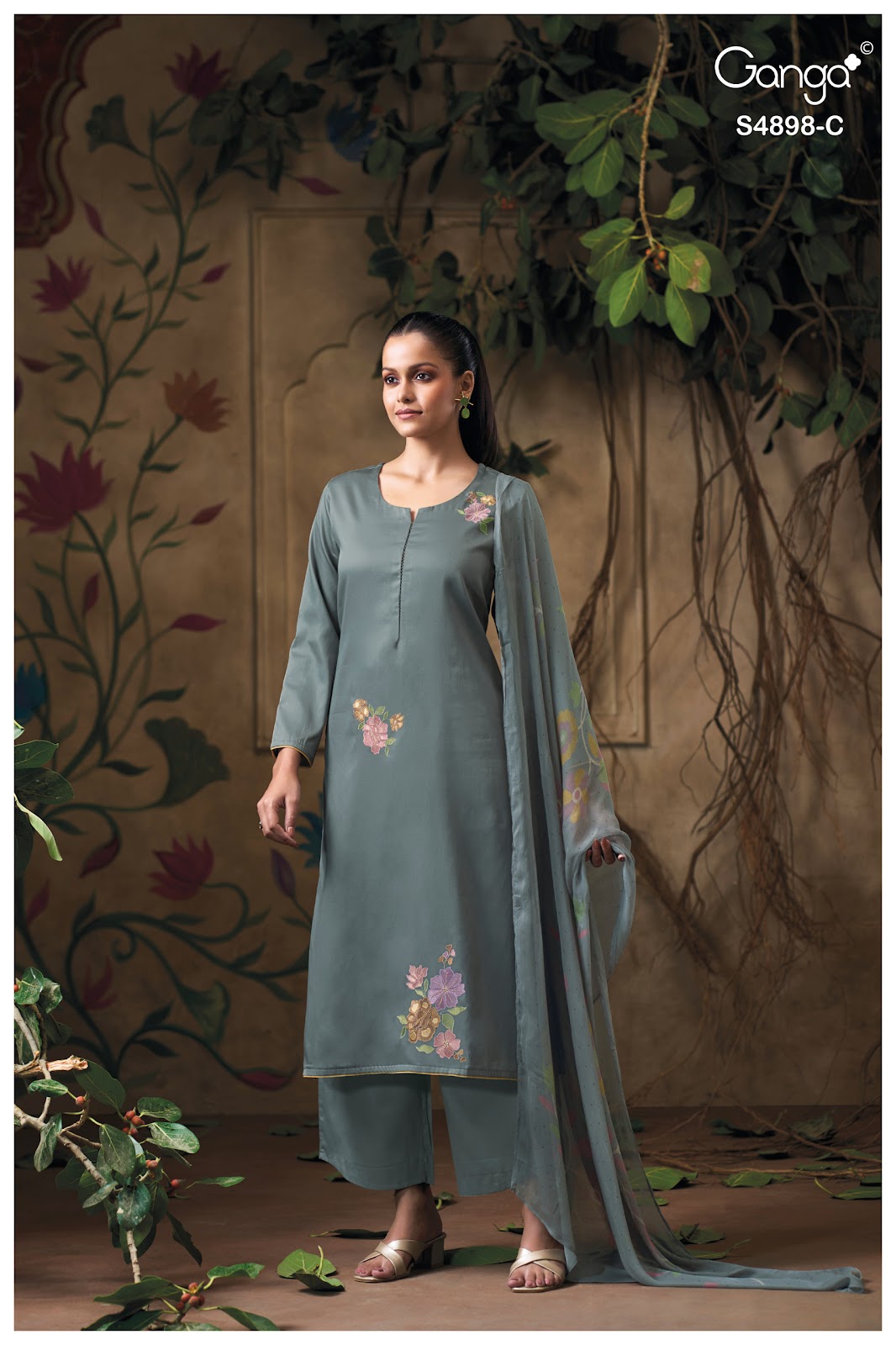 Ineza S4898 Ganga Cotton Satin Plazzo Style Suits Exporter Gujarat