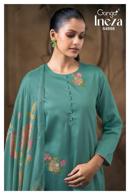 Ineza S4898 Ganga Cotton Satin Plazzo Style Suits Exporter Gujarat