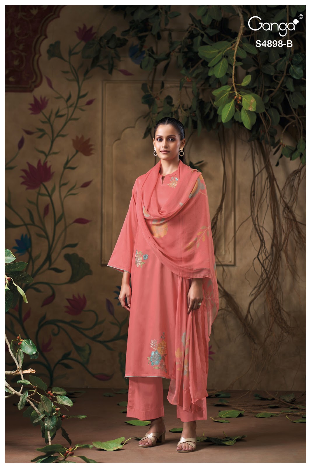 Ineza S4898 Ganga Cotton Satin Plazzo Style Suits Exporter Gujarat