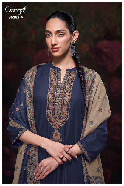 Inezha S5389 Ganga Pashmina Suits Wholesale Rate