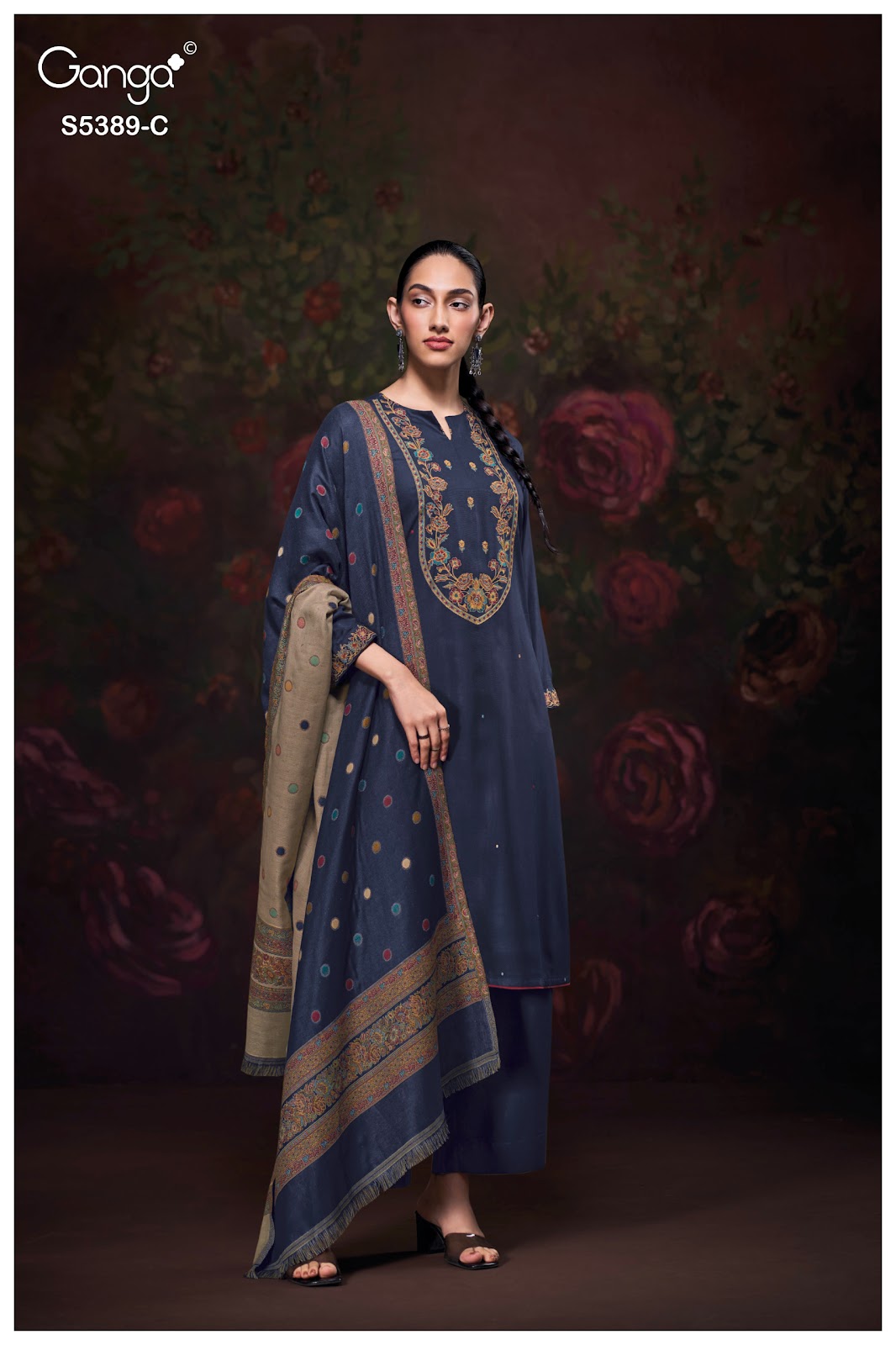 Inezha S5389 Ganga Pashmina Suits Wholesale Rate