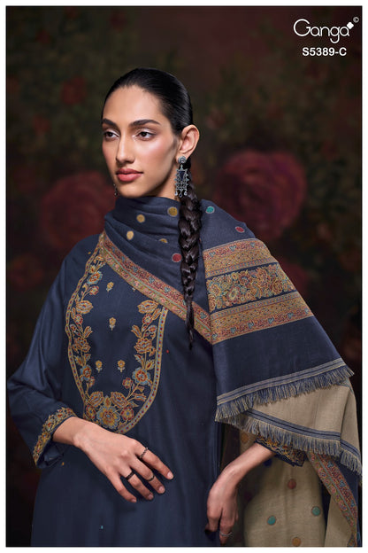 Inezha S5389 Ganga Pashmina Suits Wholesale Rate