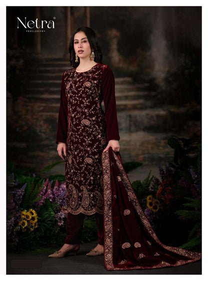 Inika Netra Silk Velvet Suits Exporter India