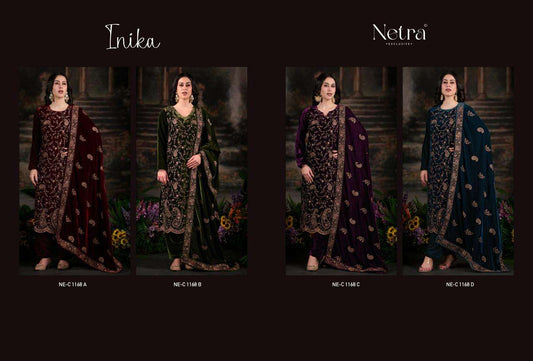 Inika Netra Silk Velvet Suits Exporter India