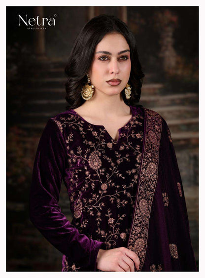 Inika Netra Silk Velvet Suits Exporter India