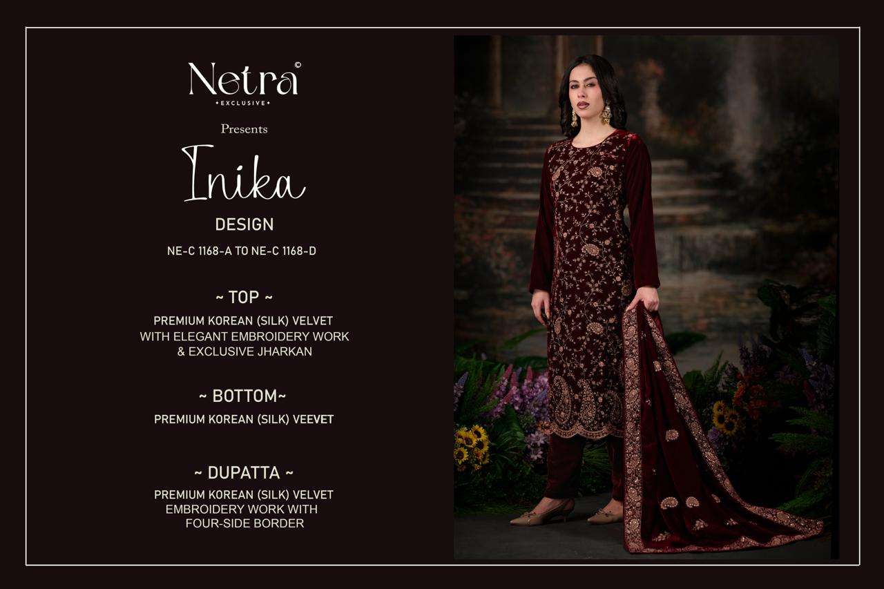 Inika Netra Silk Velvet Suits Exporter India