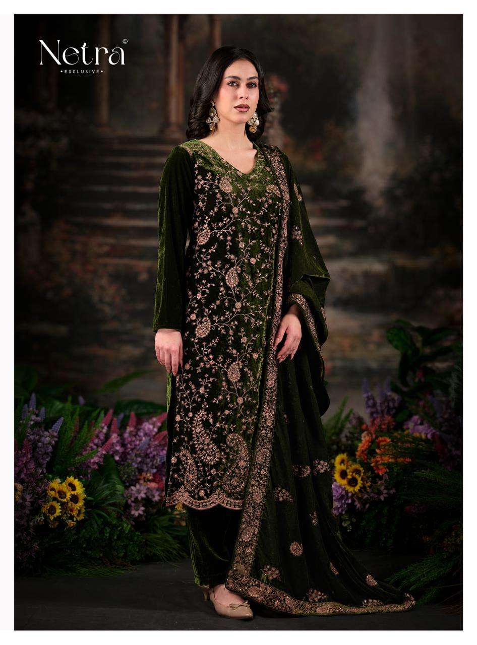 Inika Netra Silk Velvet Suits Exporter India