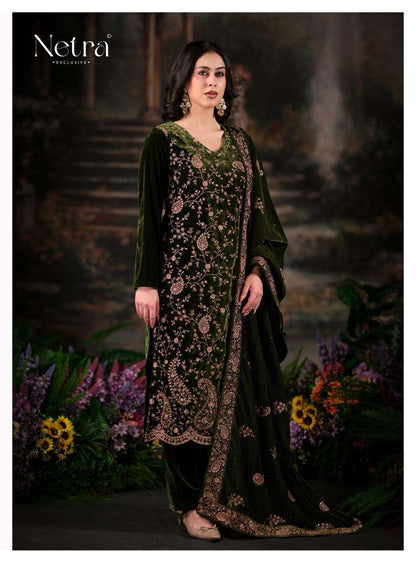 Inika Netra Silk Velvet Suits Exporter India