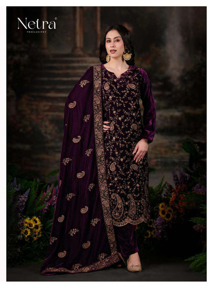 Inika Netra Silk Velvet Suits Exporter India