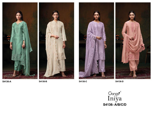 Iniya 4136 Ganga Bemberg Silk Salwar Suits Manufacturer Ahmedabad
