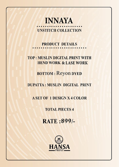 Innaya 26053 Hansa Prints Muslin Salwar Suits Manufacturer Gujarat