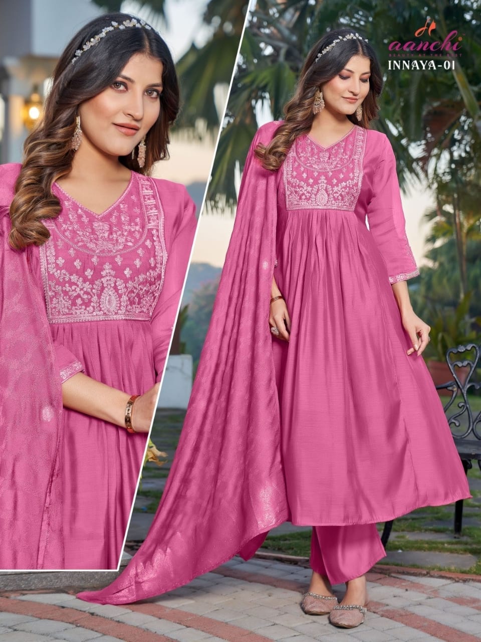 Innaya Aanchi Chanderi Readymade Anarkali Suits Manufacturer Ahmedabad