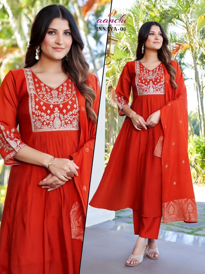 Innaya Aanchi Chanderi Readymade Anarkali Suits Manufacturer Ahmedabad