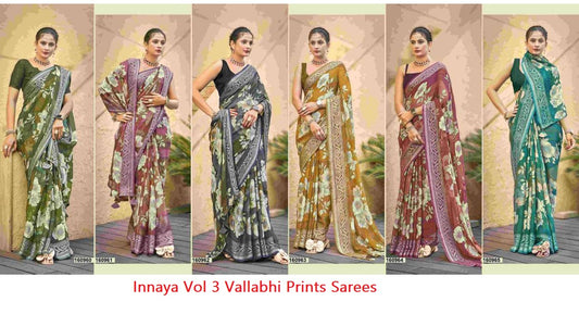 Innaya Vol 3 Vallabhi Prints Brasso Sarees Wholesale Price