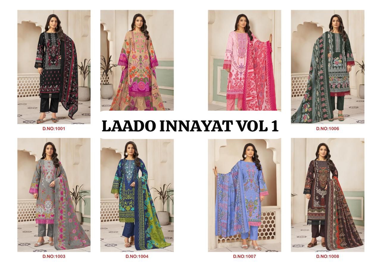 Innayat Vol 1 Laado Cotton Karachi Salwar Suits Exporter