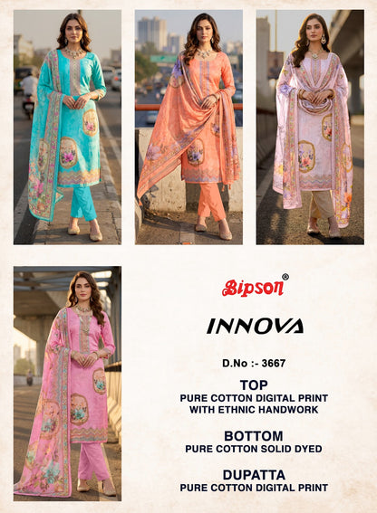 Innova 3667 Bipson Prints Pure Cotton Pant Style Suits Exporter India