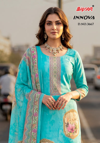 Innova 3667 Bipson Prints Pure Cotton Pant Style Suits Exporter India