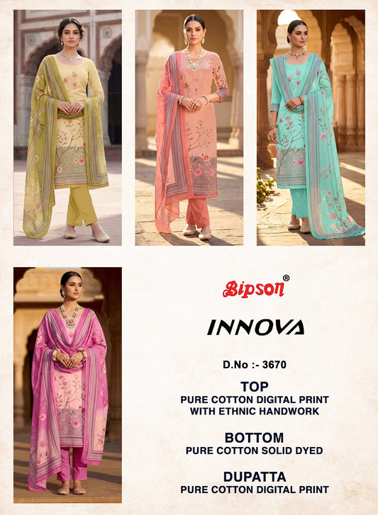 Innova 3670 Bipson Prints Pure Cotton Pant Style Suits Wholesale Price