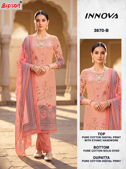 Innova 3670 Bipson Prints Pure Cotton Pant Style Suits Wholesale Price