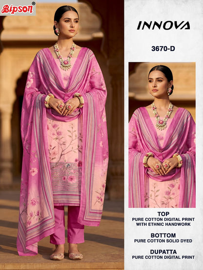 Innova 3670 Bipson Prints Pure Cotton Pant Style Suits Wholesale Price