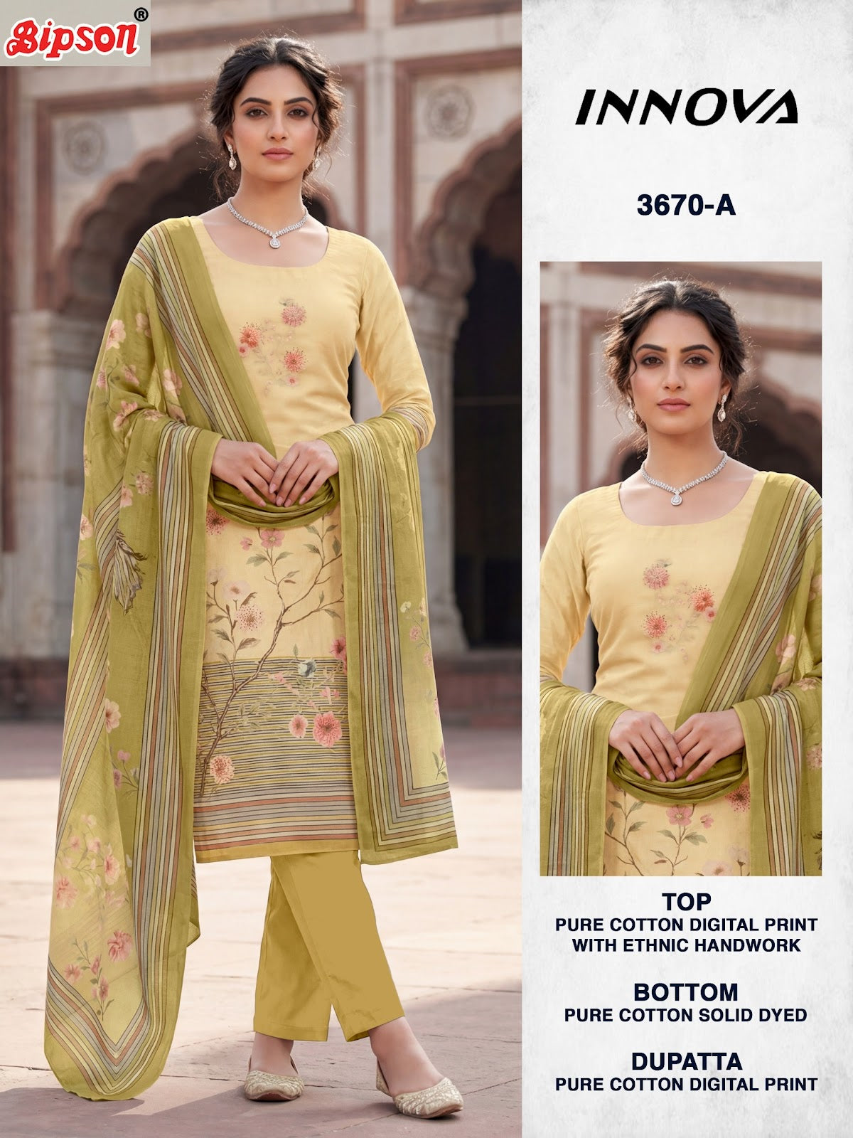 Innova 3670 Bipson Prints Pure Cotton Pant Style Suits Wholesale Price