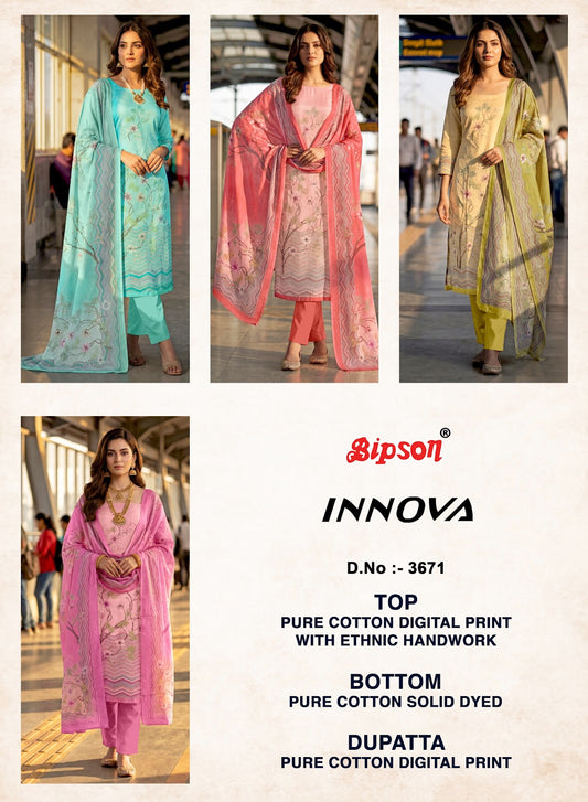 Innova 3671 Bipson Prints Pure Cotton Pant Style Suits Wholesaler India