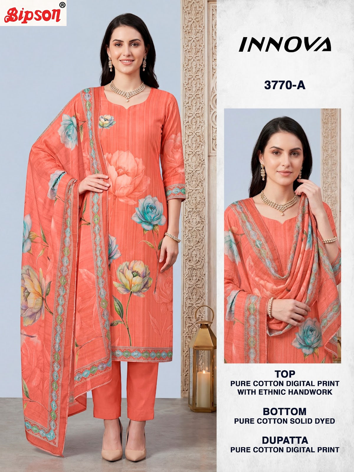Innova 3770 Bipson Prints Cotton Pant Style Suits Exporter Gujarat