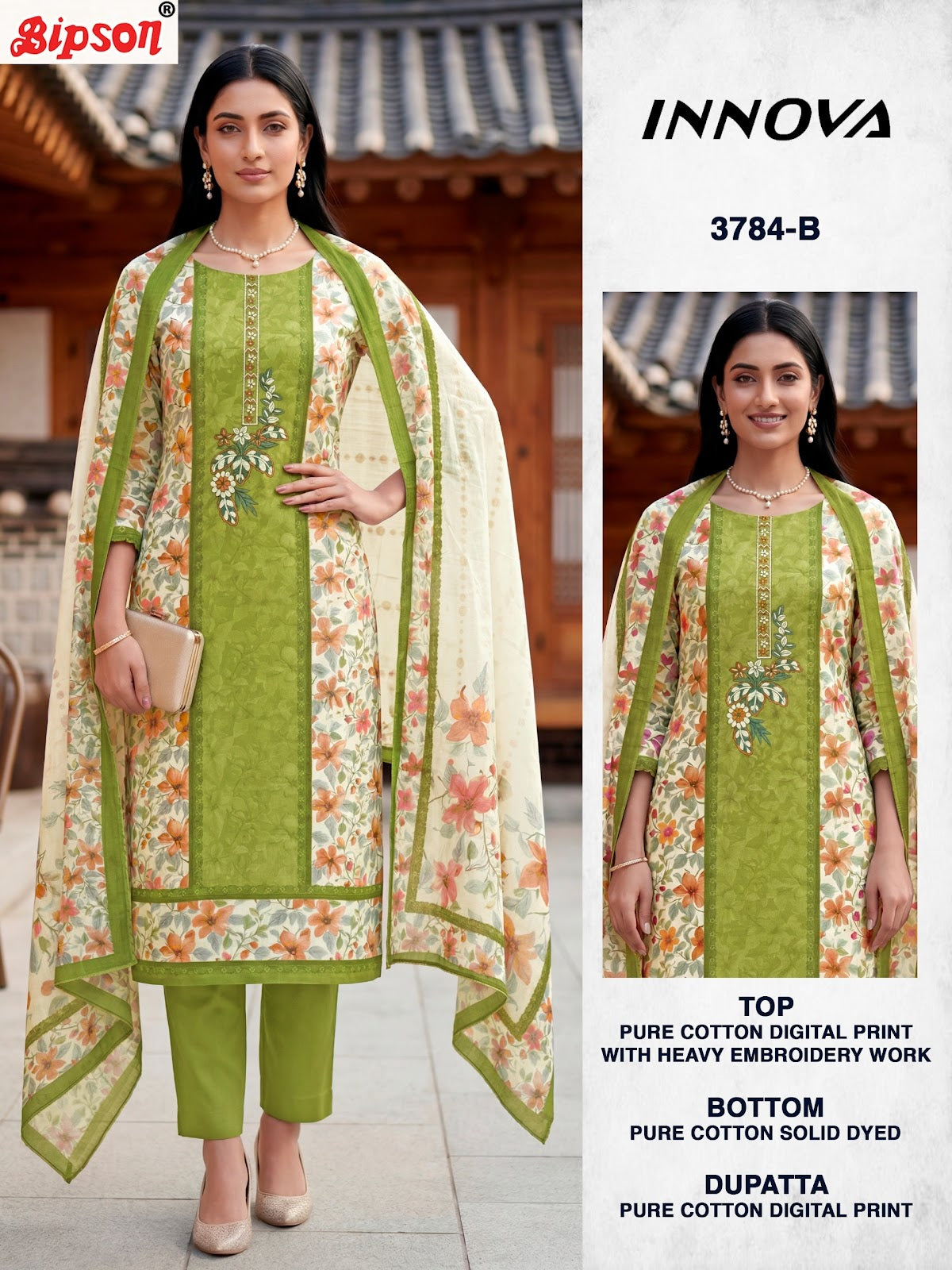 Innova 3784 Bipson Prints Cotton Pant Style Suits Wholesaler Ahmedabad