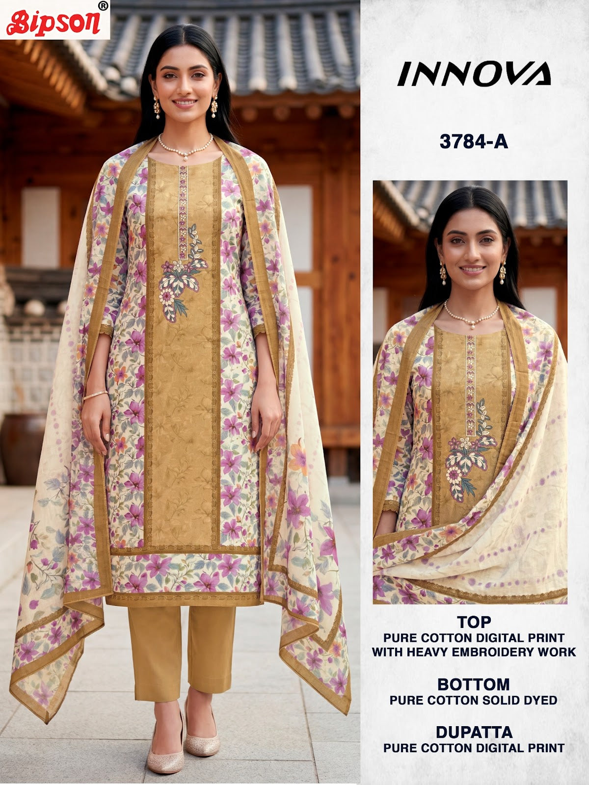 Innova 3784 Bipson Prints Cotton Pant Style Suits Wholesaler Ahmedabad