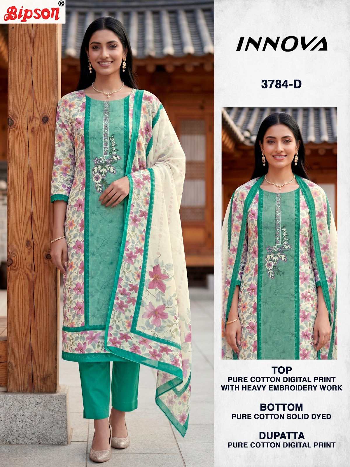 Innova 3784 Bipson Prints Cotton Pant Style Suits Wholesaler Ahmedabad