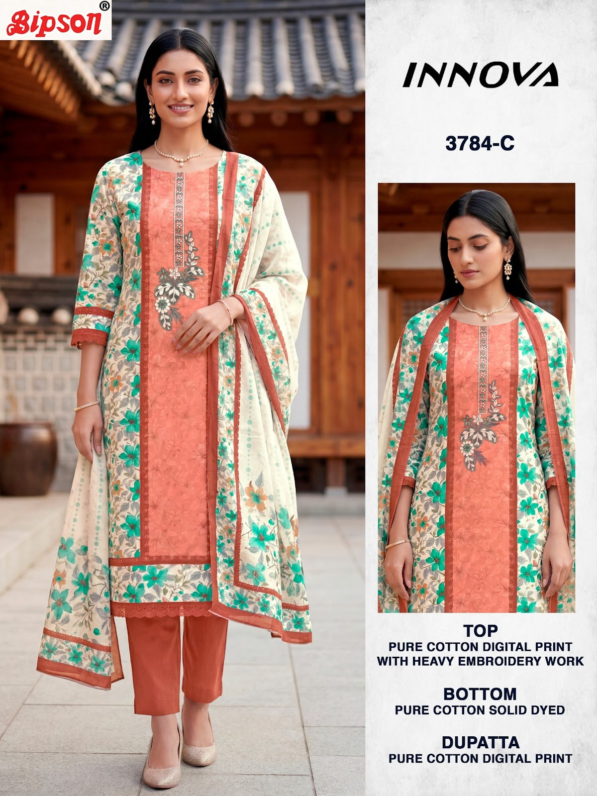 Innova 3784 Bipson Prints Cotton Pant Style Suits Wholesaler Ahmedabad