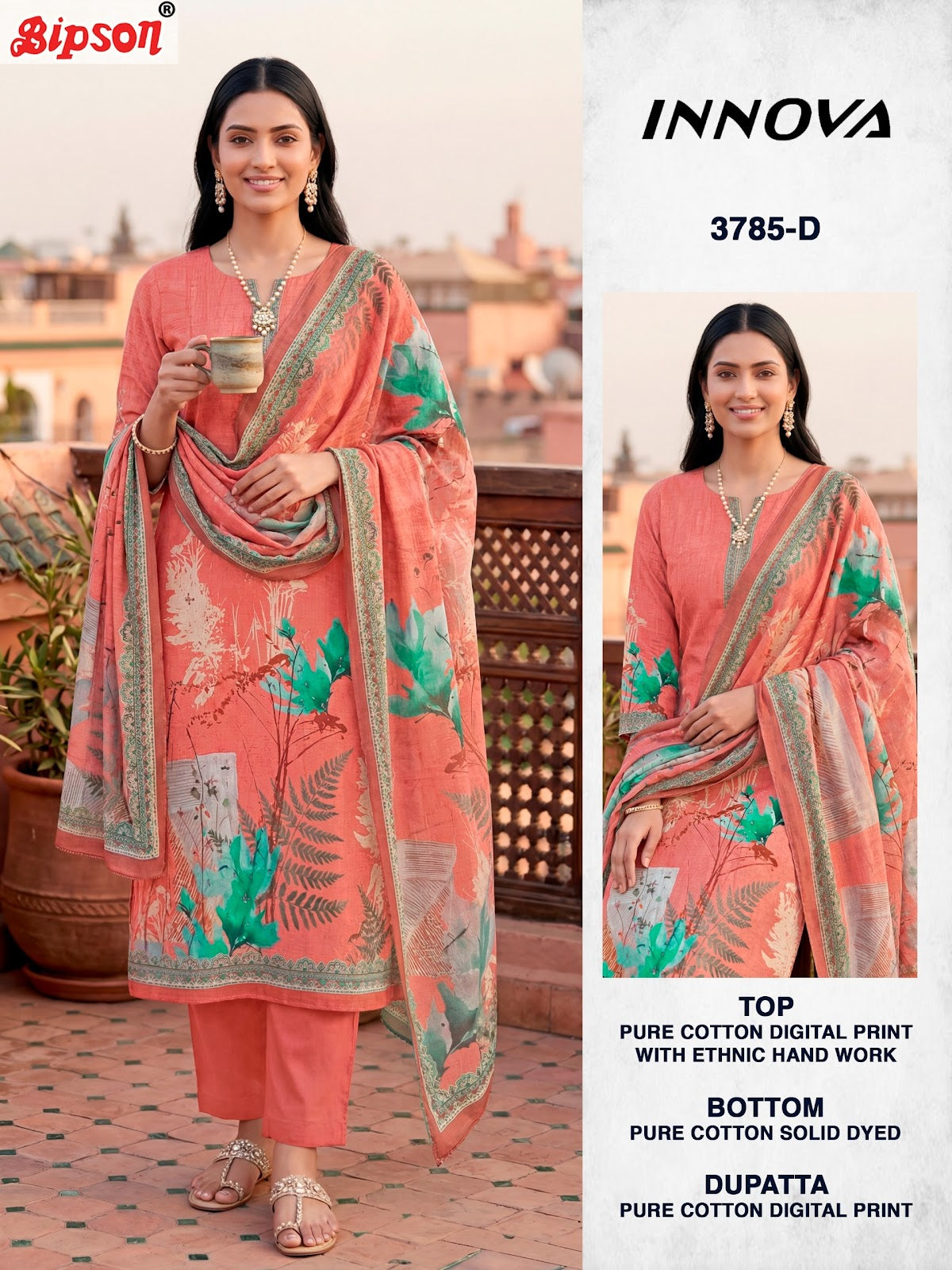 Innova 3785 Bipson Prints Cotton Pant Style Suits Exporter Ahmedabad