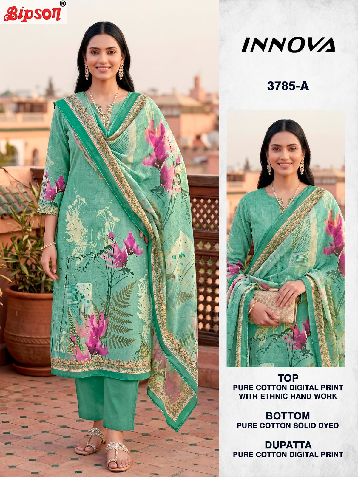 Innova 3785 Bipson Prints Cotton Pant Style Suits Exporter Ahmedabad