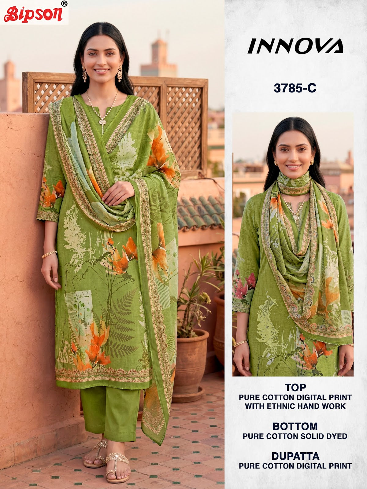 Innova 3785 Bipson Prints Cotton Pant Style Suits Exporter Ahmedabad