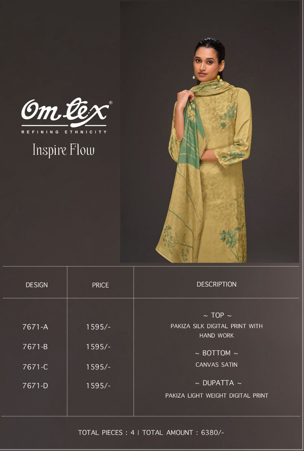 Inspire Flow Omtex Silk Pant Style Suits Wholesaler