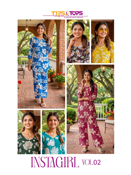Instagirl Vol 2 Tips Tops Reyon Co Ord Set Manufacturer Ahmedabad