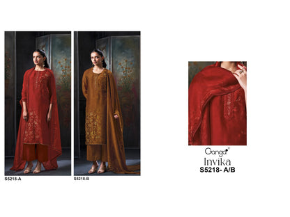 Invika S5218 Ganga Bemberg Silk Plazzo Style Suits Wholesaler Ahmedabad